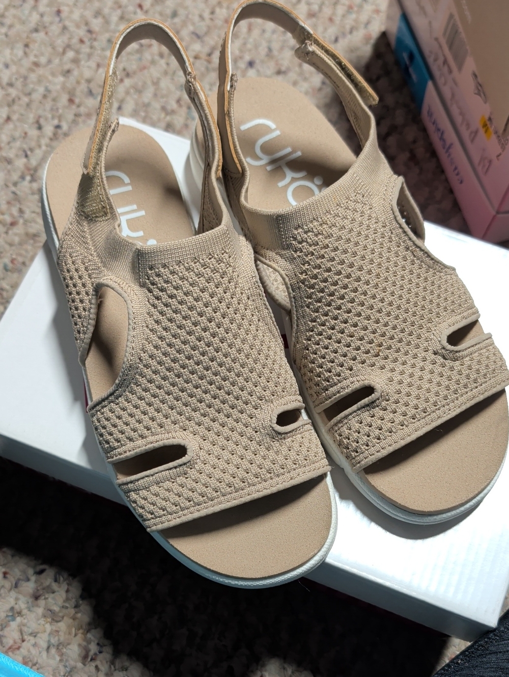 Ryka Women's Taupe Knit Slingback Comfort Sandals